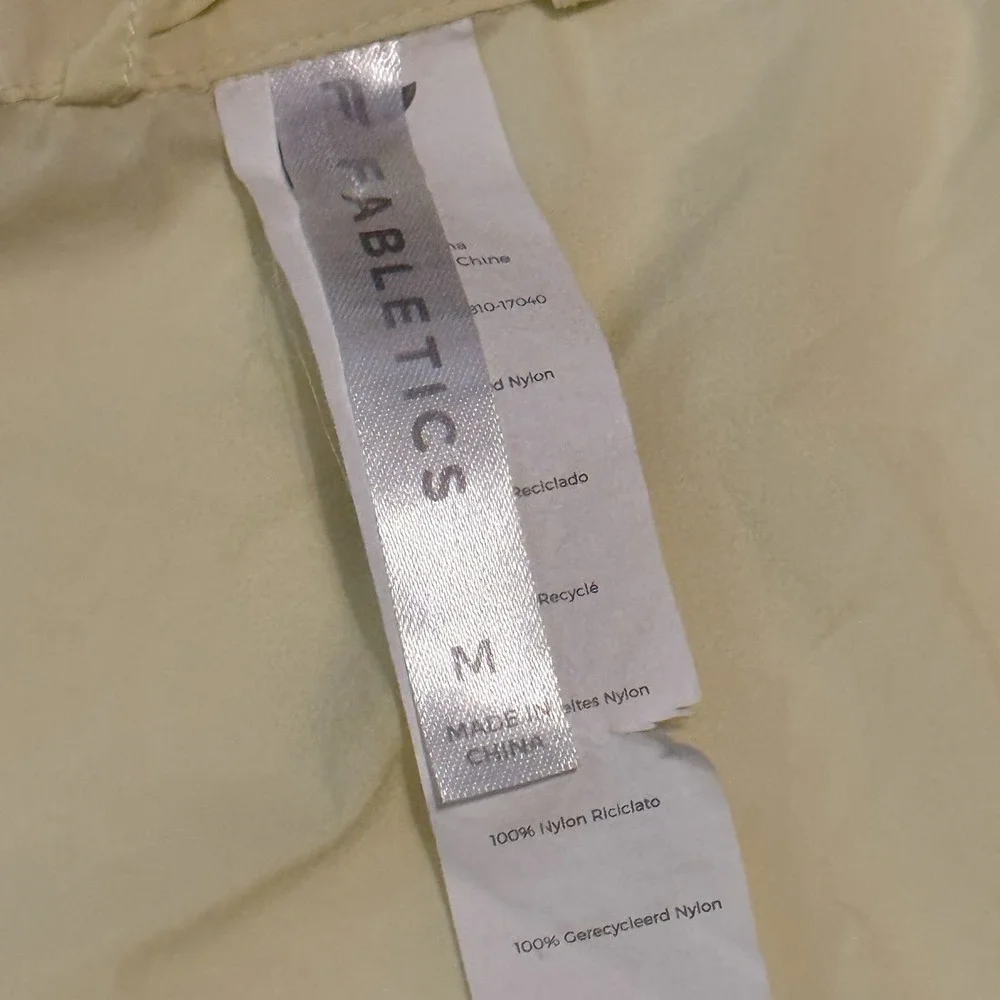 Fabletics Women's Yellow Nylon Windbreaker Jacket Full Zip Lightweight Size M